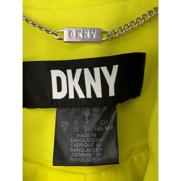 Womens DKNY Neon Green Blazer Size 2 EUC Cuffable EUC - Picture 2 of 10